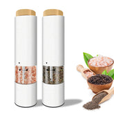 AmaCielo Electric Salt & Pepper Grinder Set – 2-Pack, Eco-Friendly Wheat Straw, Auto Adjustable White