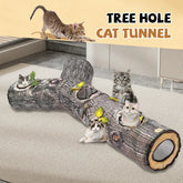 multiple-cats-using-tree-hole-cat-tunnel-indoor-plants-safe-for-cats - Warmmore Inc.