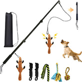 GRETMIX flirt pole for dogs with poodle dog toy and multiple rope attachments for active play