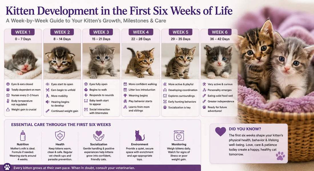 Kitten Development in the First Six Weeks of Life: A Complete Week-by-Week Guide for New Cat Owners
