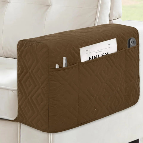 MEHIDFY Dual Recliner Caddy – 2PC Waterproof Arm Covers with Anti-Slip Pockets Brown