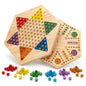 -in-1 dual-sided wooden board for wahoo and chinese checkers