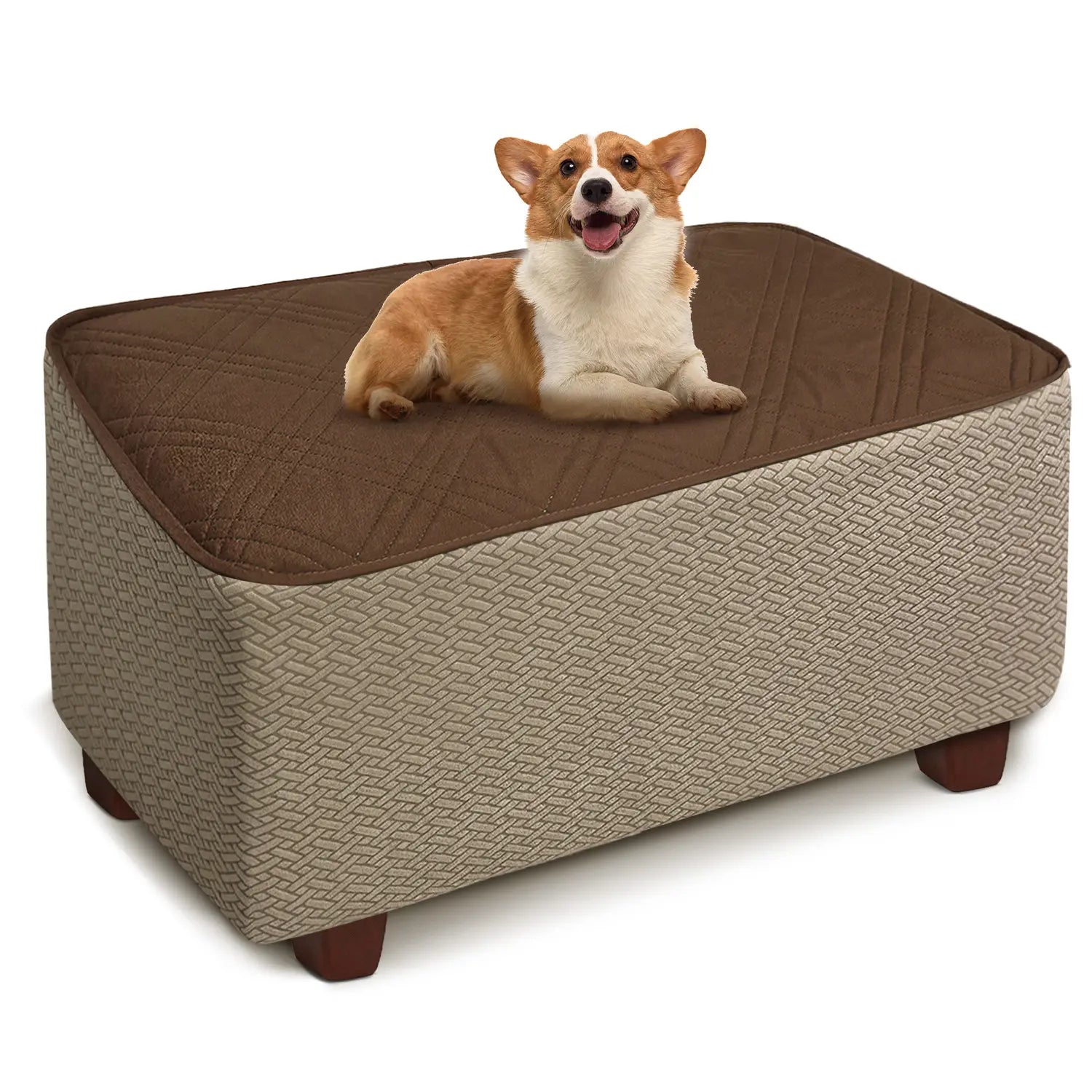 MEHIDFY Waterproof Square Ottoman Cover – Quilted Stretch Slipcover, Machine Washable