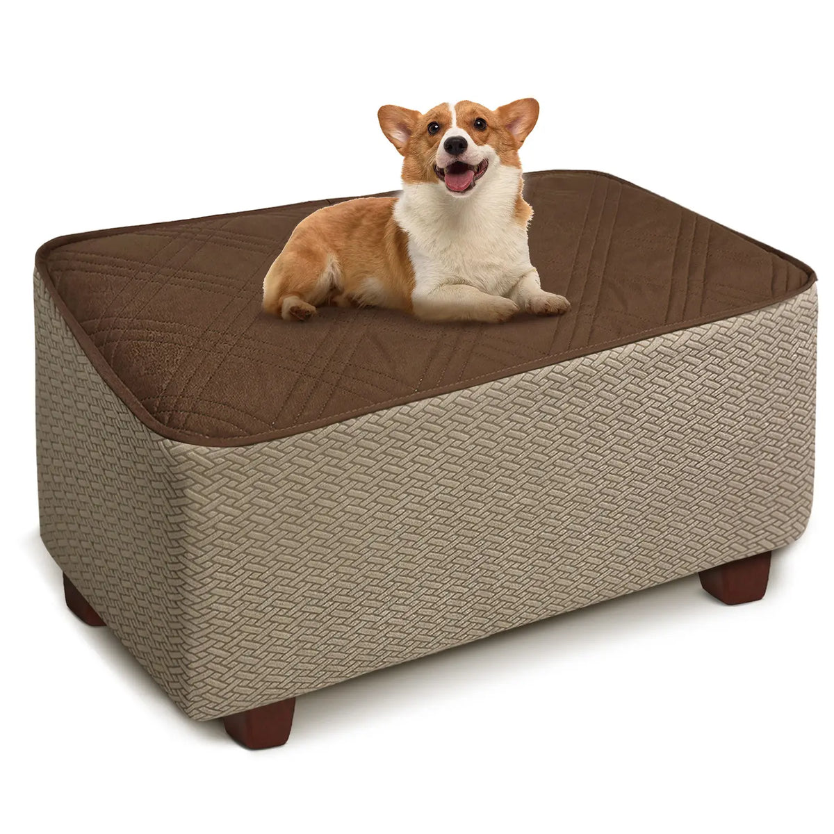 MEHIDFY Waterproof Square Ottoman Cover – Quilted Stretch Slipcover, Machine Washable