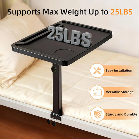 AmaCielo black floating bed side shelf supporting up to 25 pounds with sturdy design and easy installation