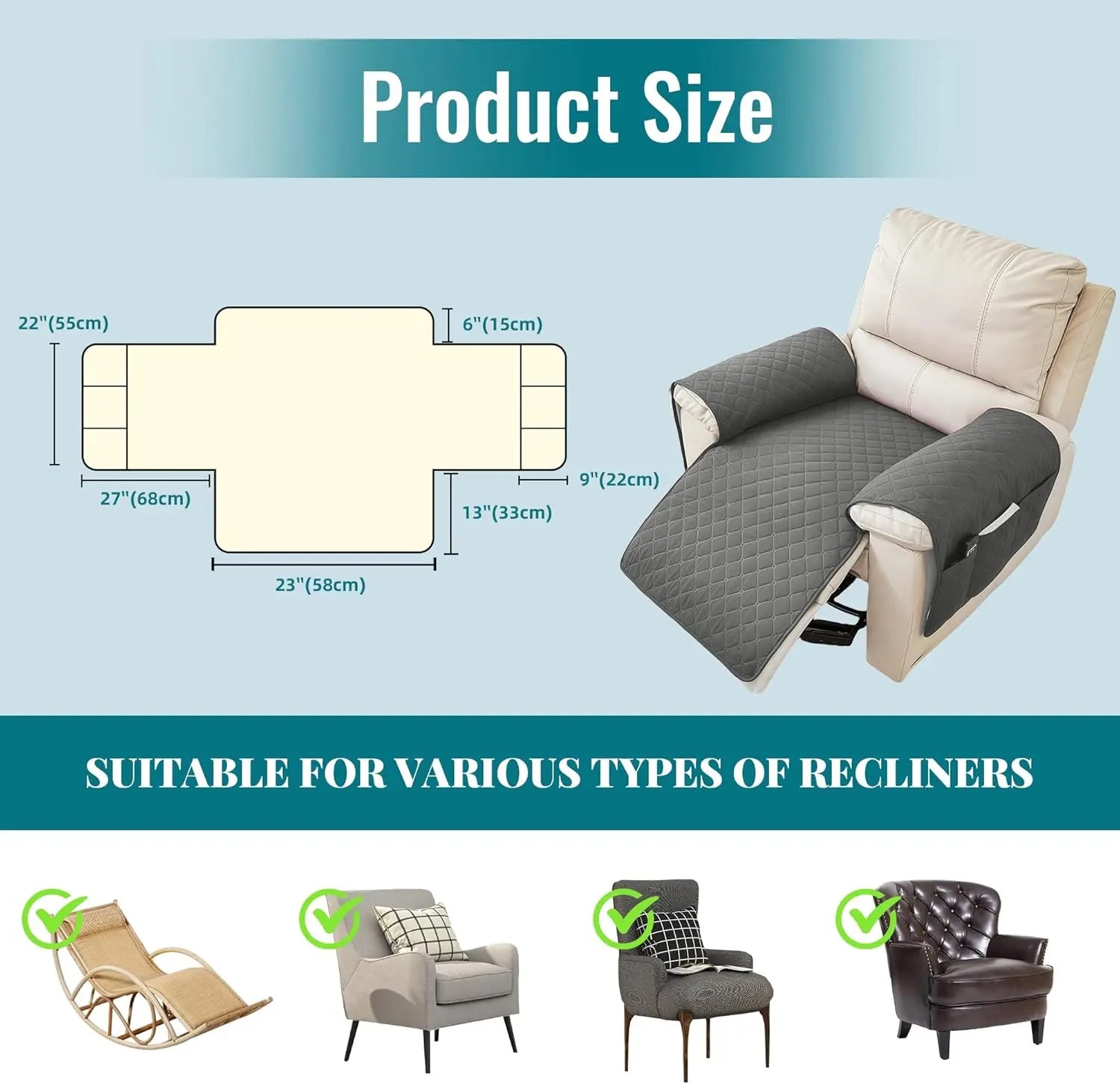MEHIDFY Sofa arm cover organizer waterproof 3 pocket