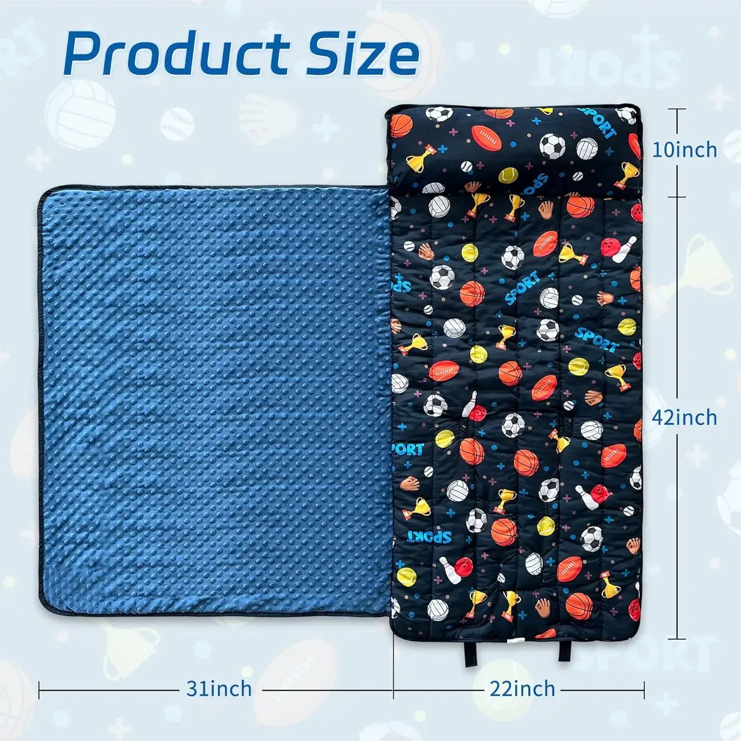 Googgoing | Roll-Up Travel Nap Mat for Toddlers – All-in-One Sleep Set with Pillow & Soft Blanket for Daycare, Camping