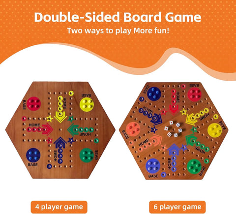 Googgoing Wooden Marble Board Game - Classic Family Fun(Flame)