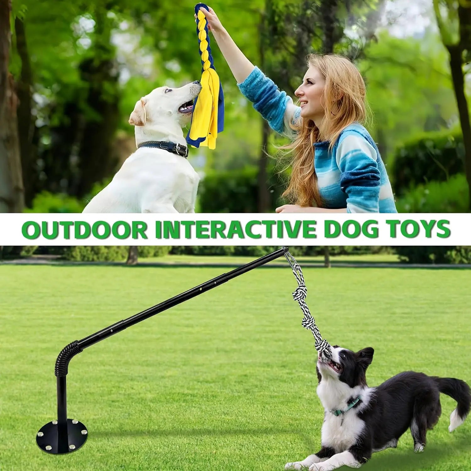 GRETMIX Interactive Tether Tug Dog Toy for Outdoor Play