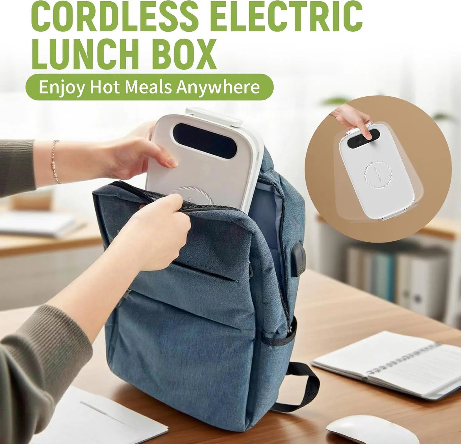 AmaCielo | Cordless Electric Lunch Box with USB Charger