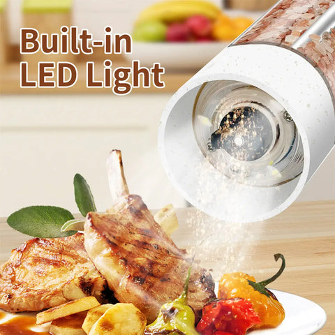 AmaCielo Electric Salt & Pepper Grinder Set – 2-Pack, Eco-Friendly Wheat Straw, Auto Adjustable