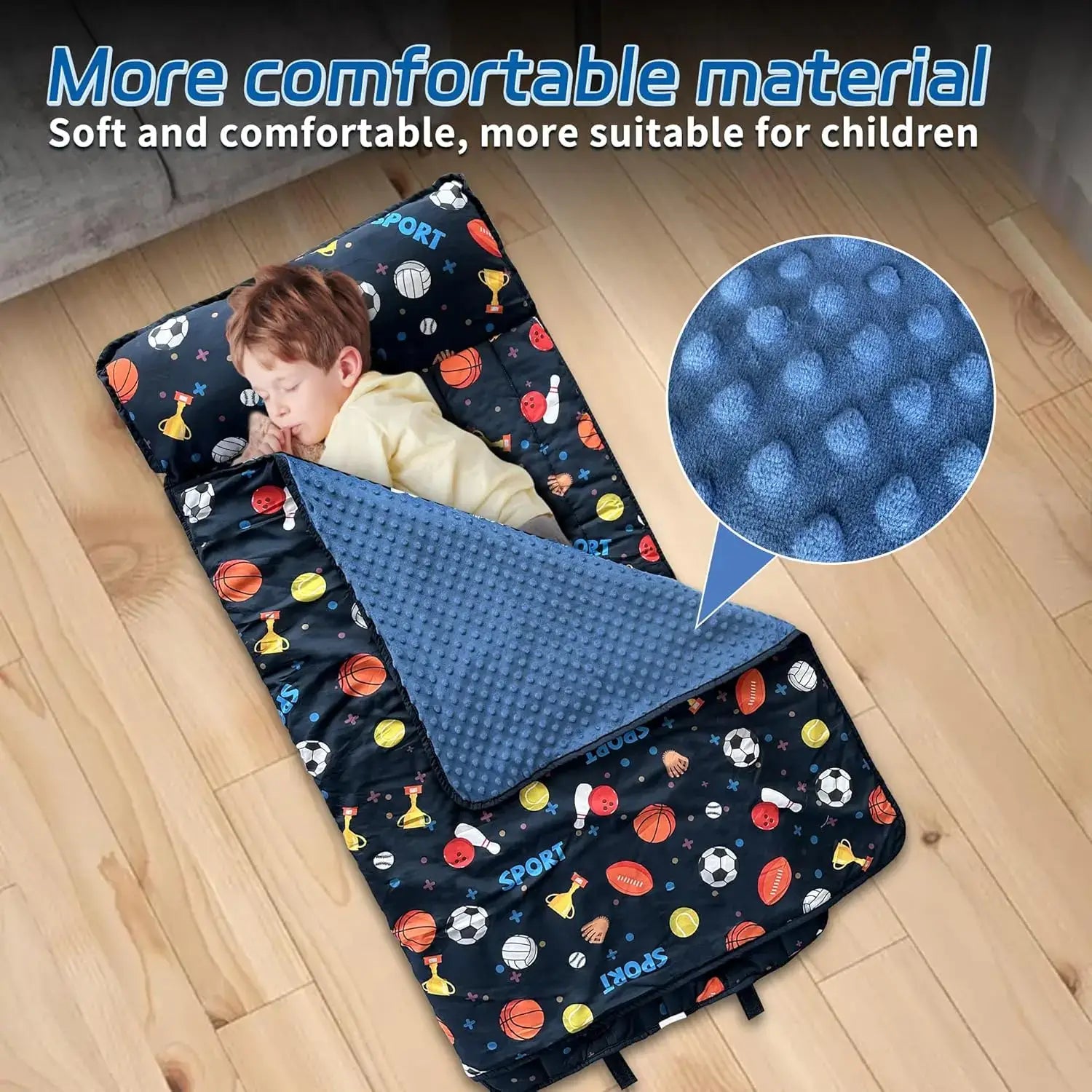 Googgoing | Roll-Up Travel Nap Mat for Toddlers – All-in-One Sleep Set with Pillow & Soft Blanket for Daycare, Camping
