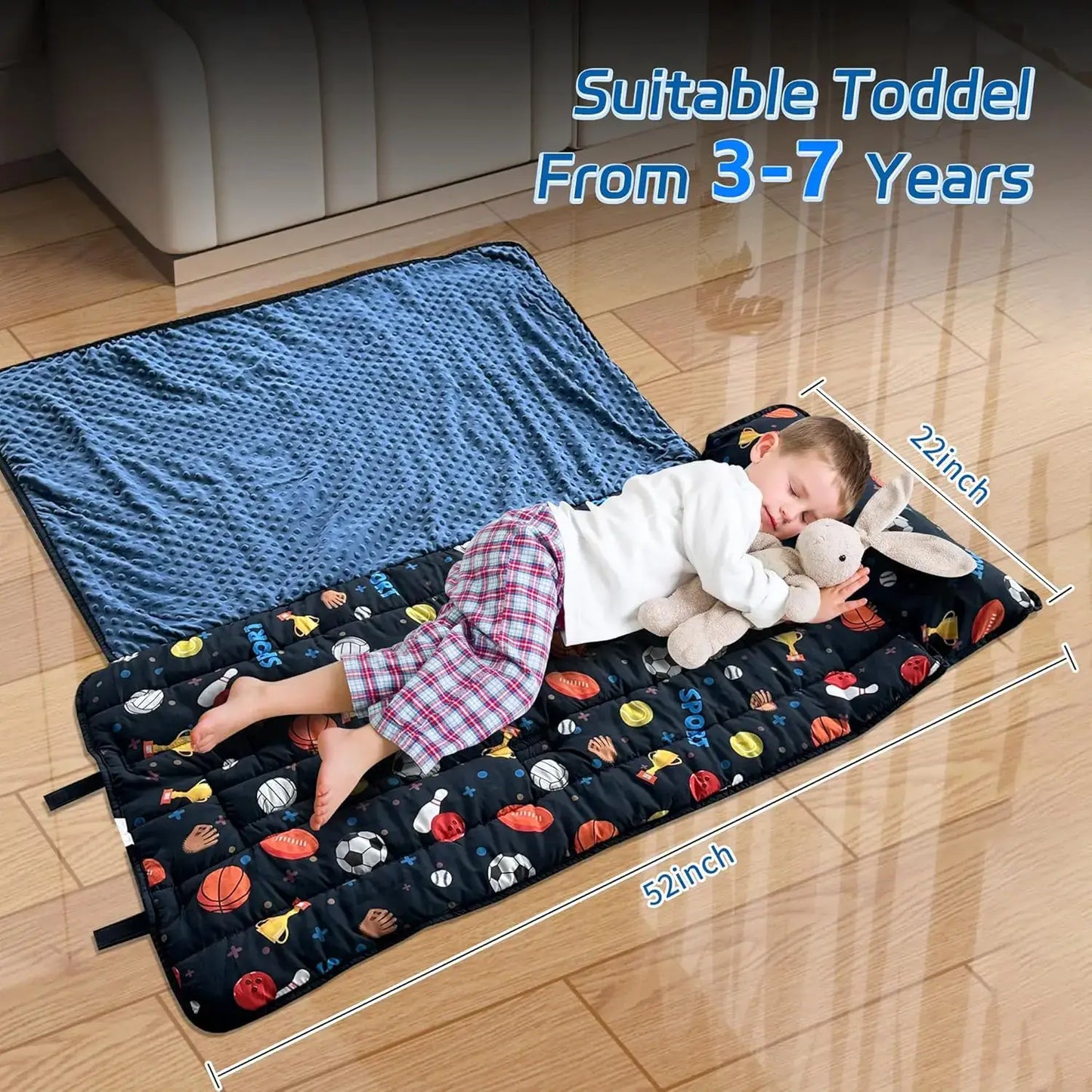 Googgoing | Roll-Up Travel Nap Mat for Toddlers – All-in-One Sleep Set with Pillow & Soft Blanket for Daycare, Camping