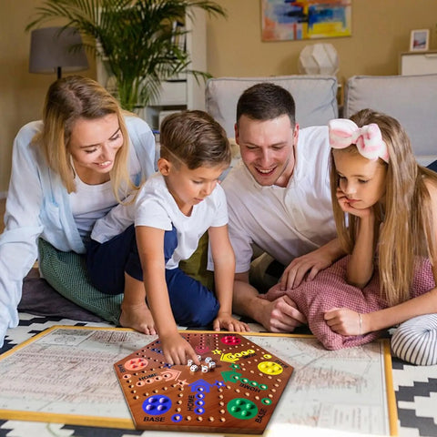 Googgoing Wooden Marble Board Game - Classic Family Fun(Flame)