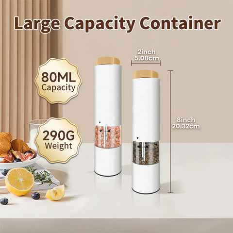 AmaCielo Electric Salt & Pepper Grinder Set – 2-Pack, Eco-Friendly Wheat Straw, Auto Adjustable