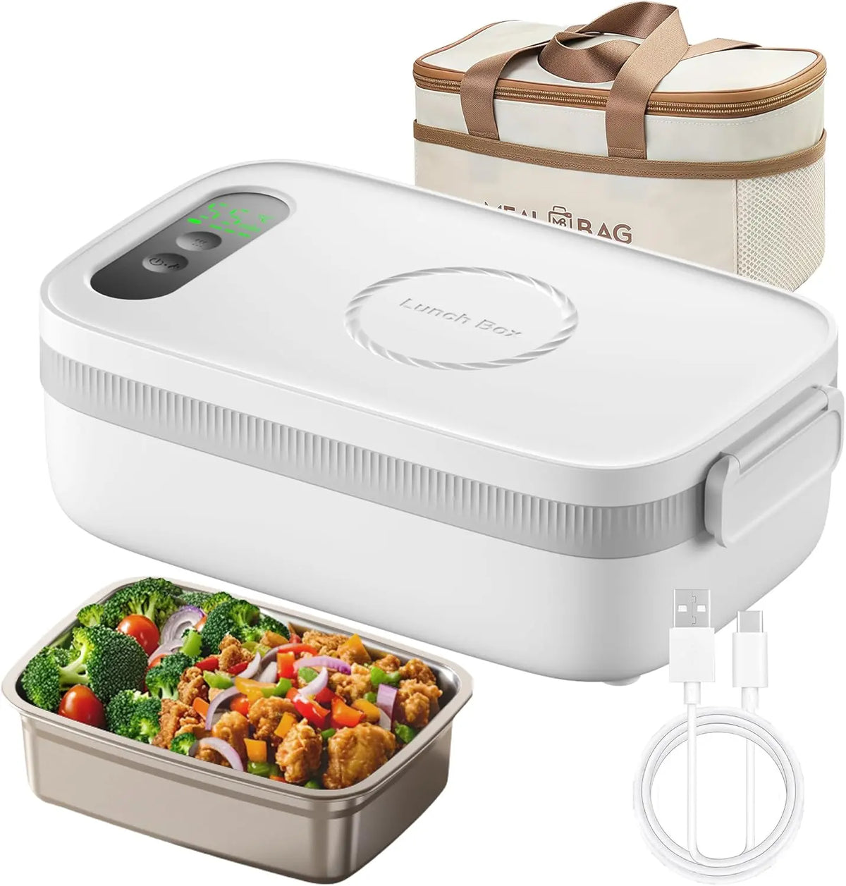 AmaCielo | Cordless Electric Lunch Box with USB Charger