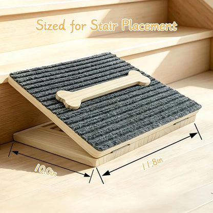 AmaCielo Foldable Wooden Dog Ramp – Adjustable Non-Slip Pet Stairs Ladder -2 Pack