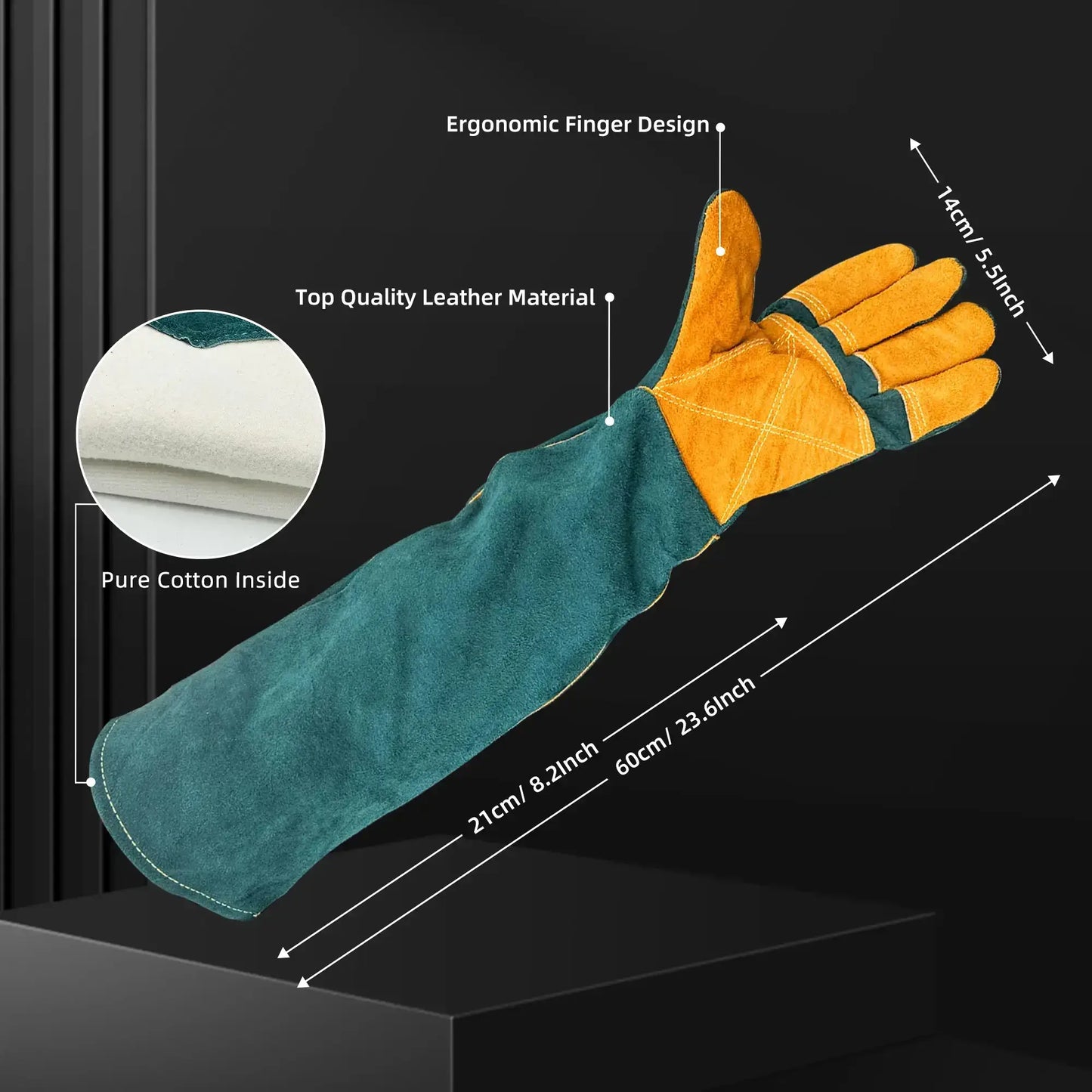 WarmMore Inc. animal handling gloves with ergonomic finger design, top quality leather, and pure cotton inside