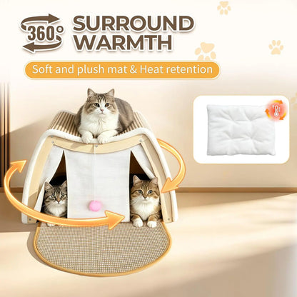 Peaceful cat bed cave providing a dark and secure environment for anxious cats