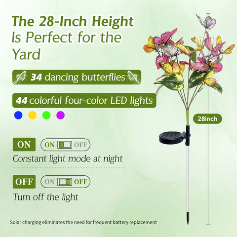 Realistic butterfly flower stakes during the day