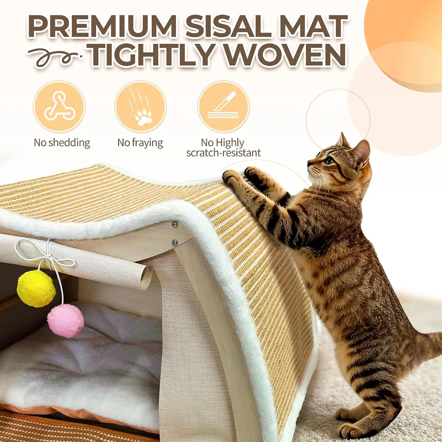 Cozy cat hideaway cave with privacy curtains for deep sleeping