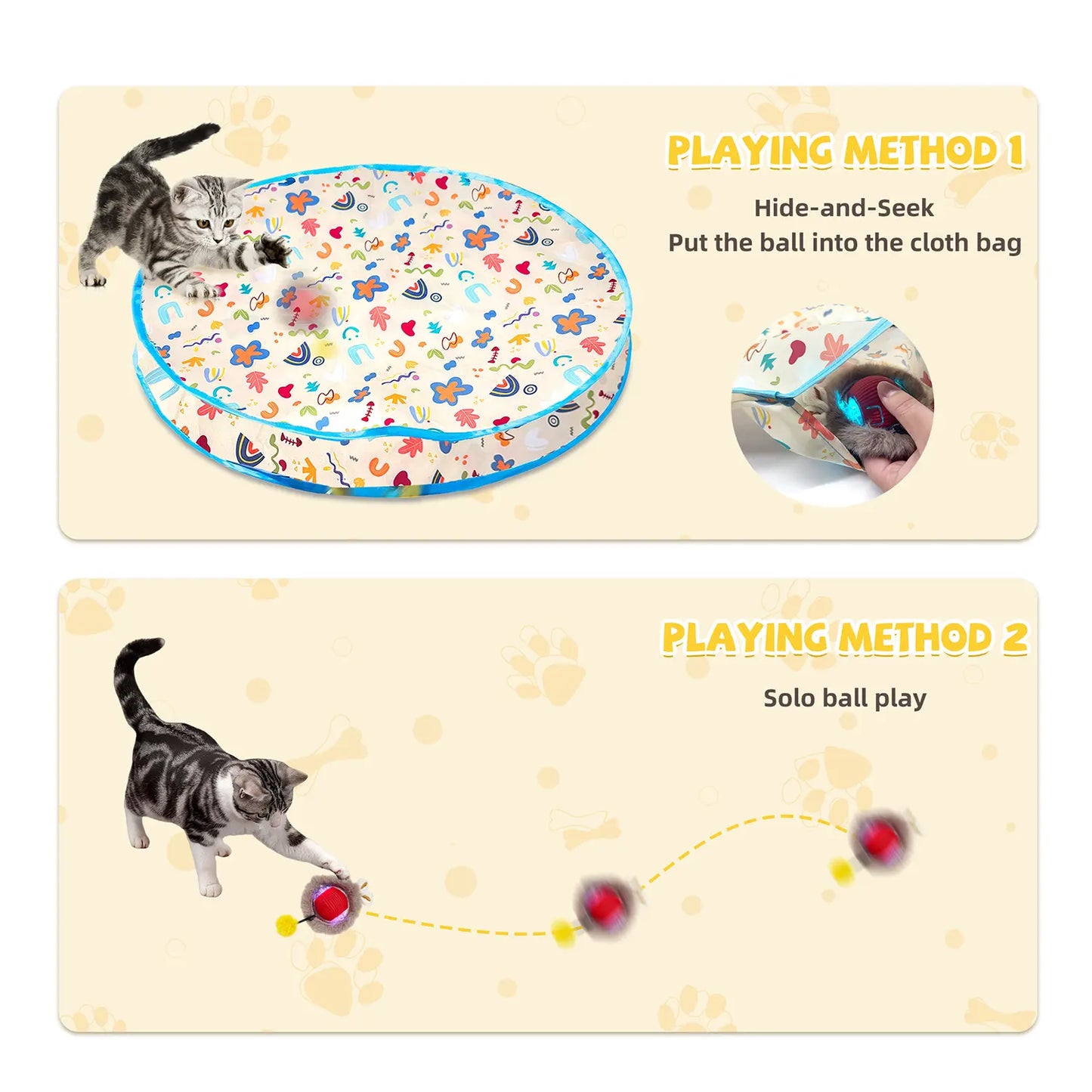 A cat chasing the Gretmix rolling ball for daily exercise