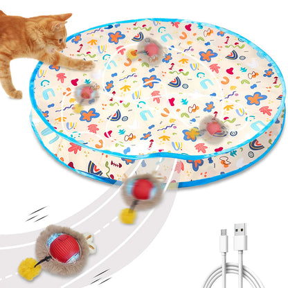 Gretmix interactive cat toy with blue mat and automatic ball