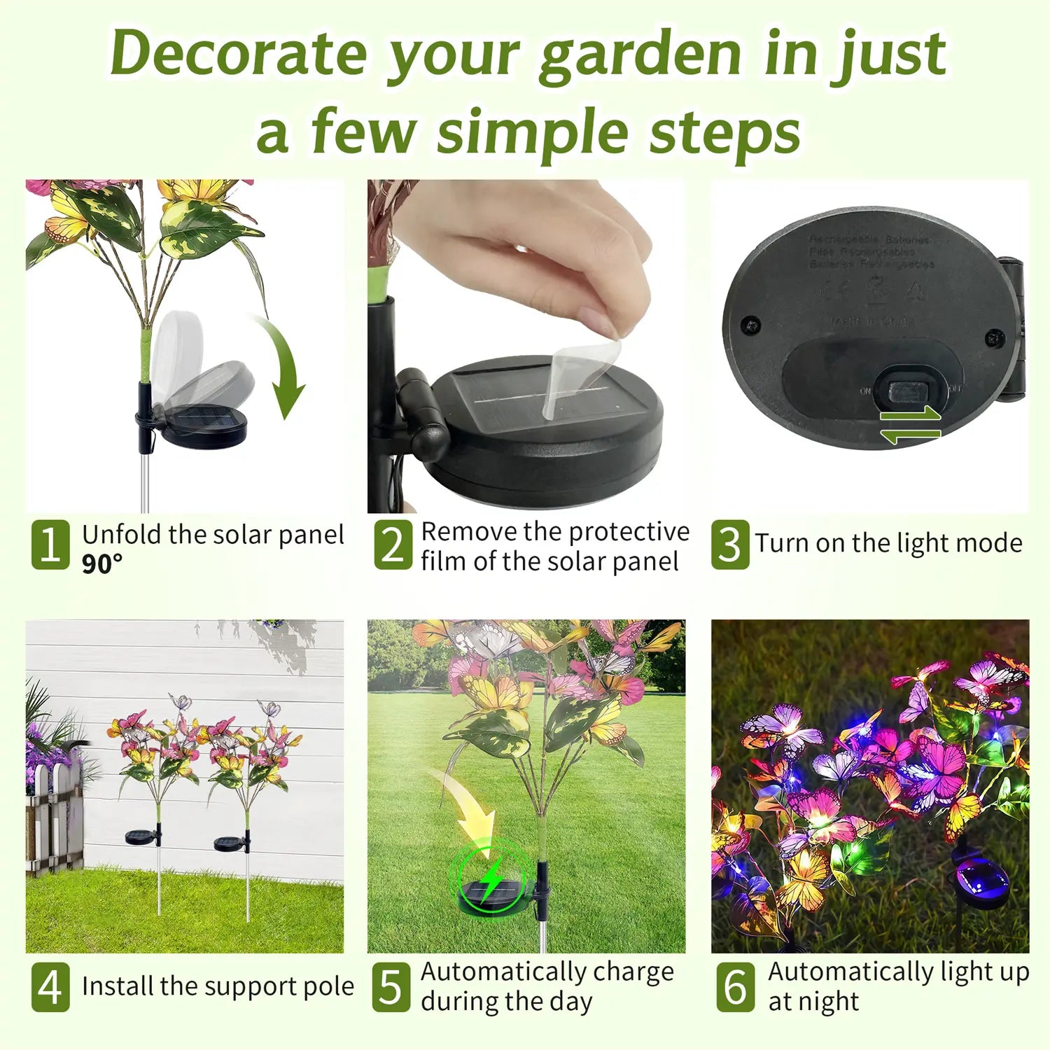 Waterproof solar butterfly lights in the rain