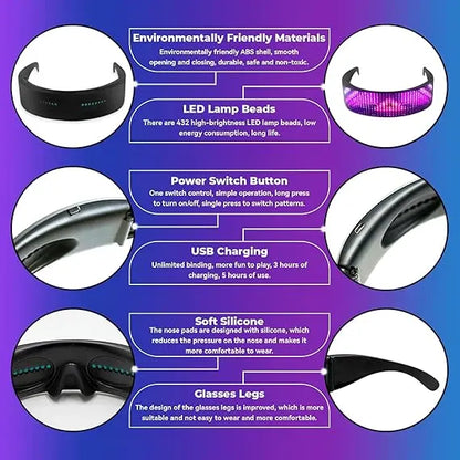 AmaCielo app-controlled led magnifying glasses with LED lamp beads, USB charging, soft silicone nose pads, and adjustable glasses legs