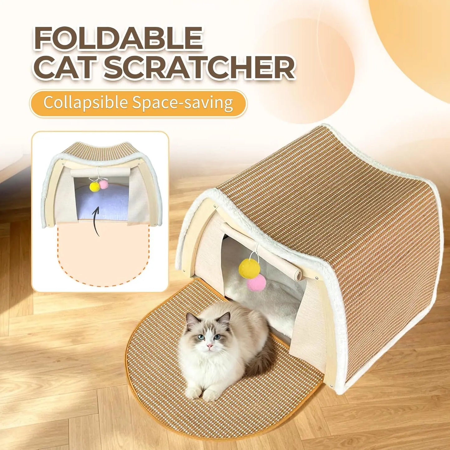 Space saving modern cat furniture with an integrated scratching surface