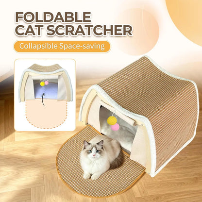 Space saving modern cat furniture with an integrated scratching surface