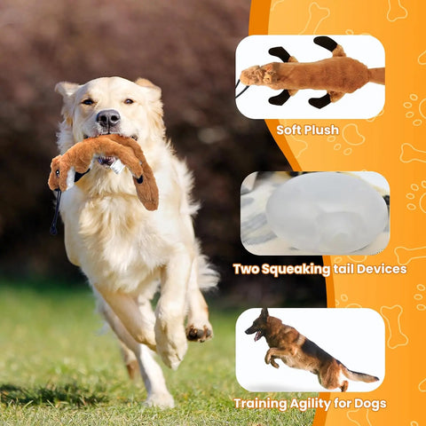 GRETMIX flirt pole for dogs with soft plush poodle dog toy and squeaking tail devices for training