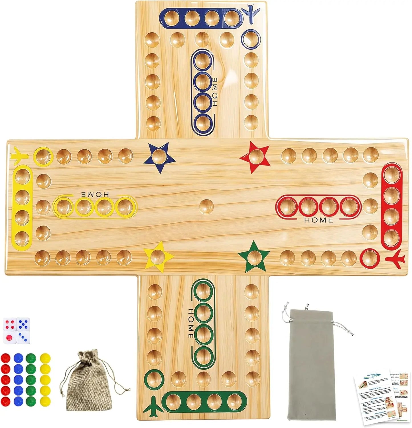 High-quality MygikAct  wooden board game set with colorful glass marbles