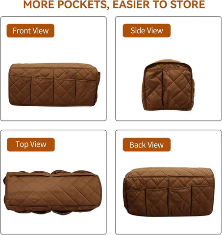 sofa-armrest-organizer-with-pockets-brown-quilted-multi-view - Warmmore Inc.