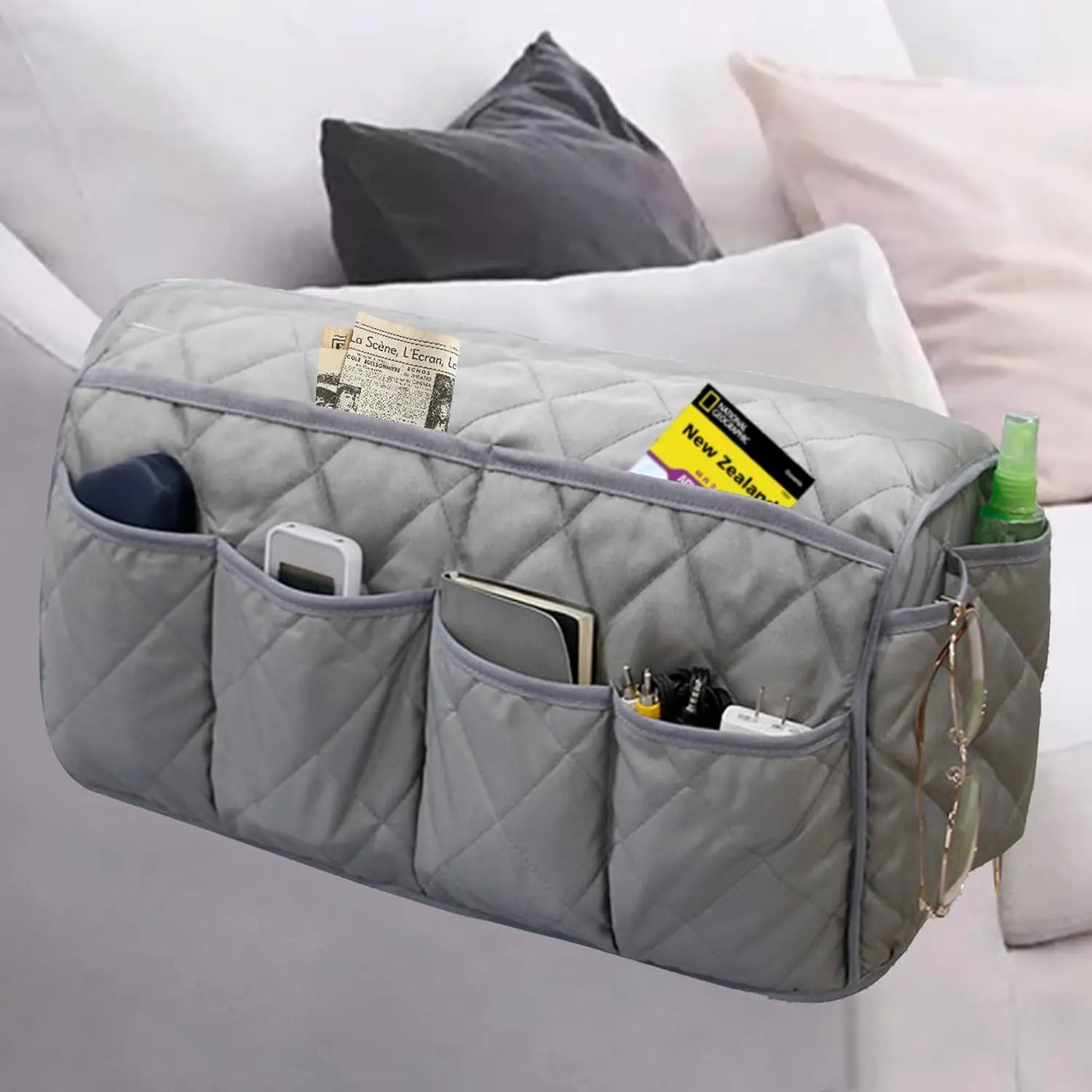 MEHIDFY Sofa Armrest Organizer with Pockets Grey