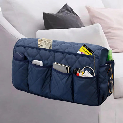MEHIDFY Sofa Armrest Organizer with Pockets Blue