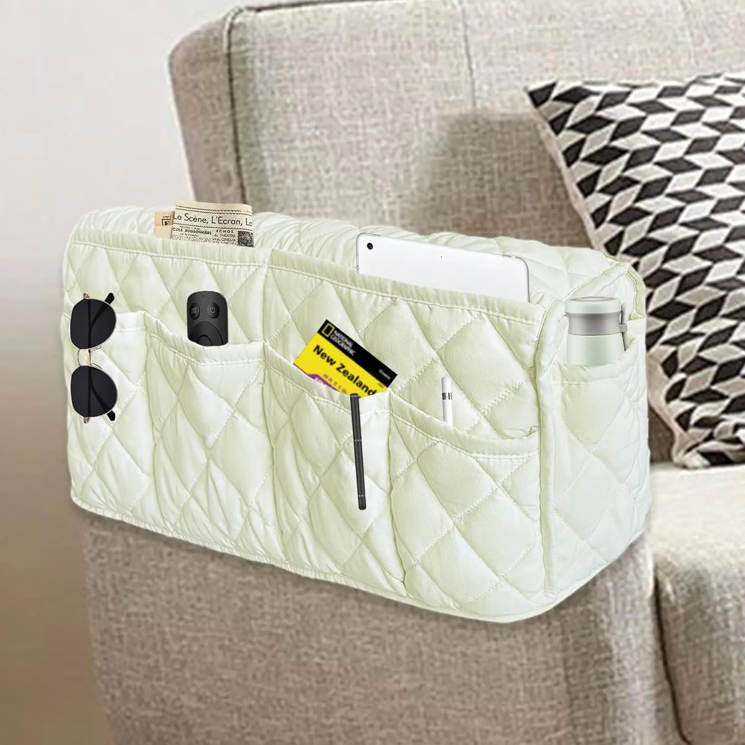 MEHIDFY Sofa Armrest Organizer with Pockets White