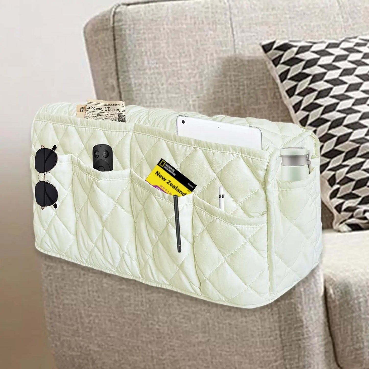 MEHIDFY Sofa Armrest Organizer with Pockets White