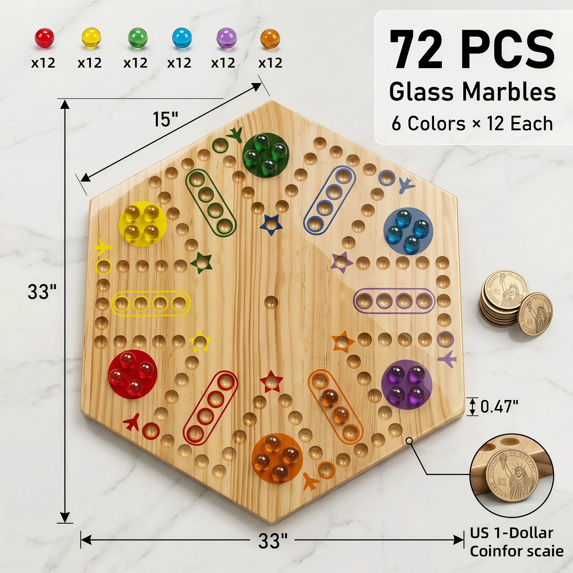 15-inch high-quality solid wood board for family game nights
