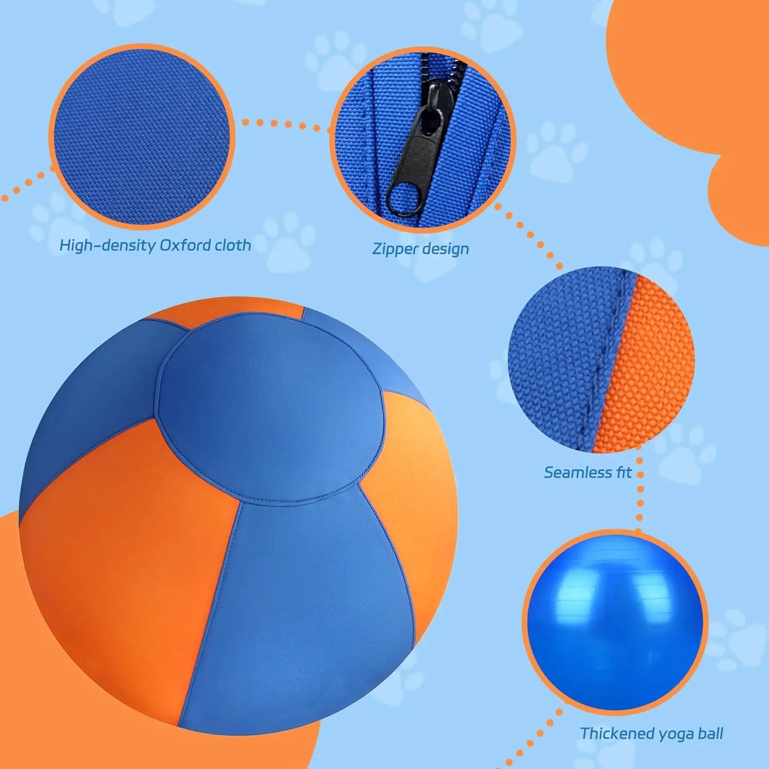 WarmMore Inc herding ball with high-density Oxford cloth and zipper design for toy dog poodle training