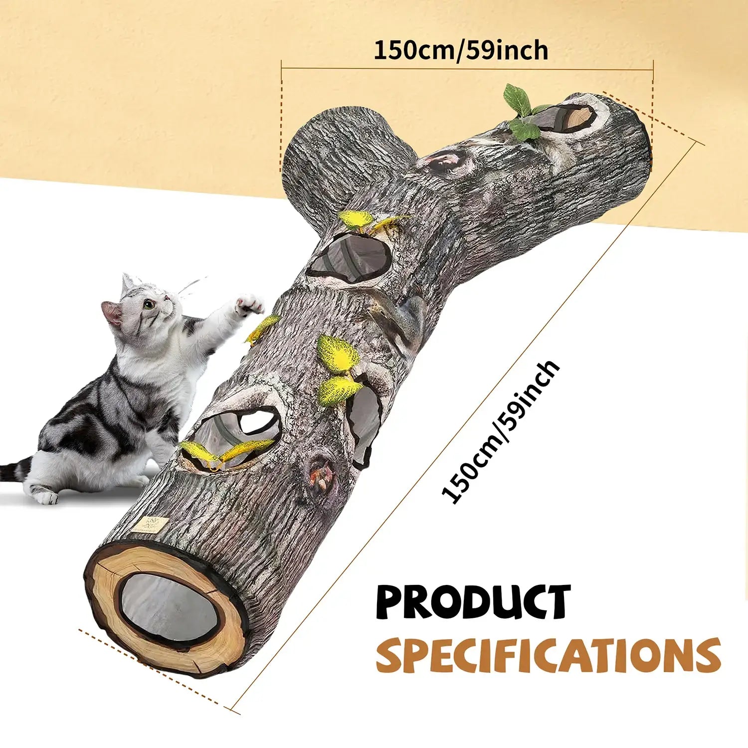 tree-hole-cat-tunnel-150cm-length-product-specifications-indoor-plants-safe-for-cats - Warmmore Inc.