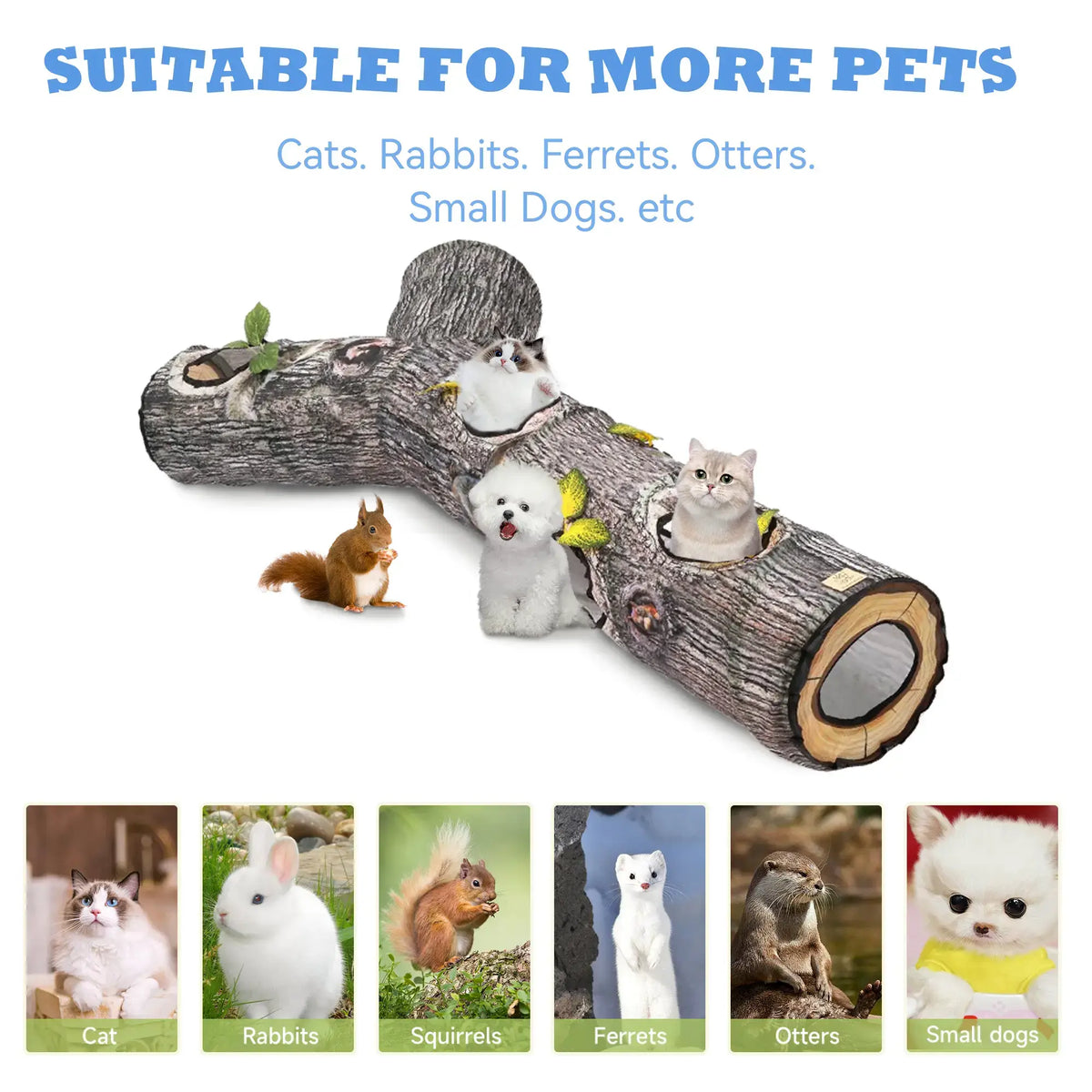 Warmmore tunnel for cat designed like a tree log suitable for cats rabbits ferrets otters and small dogs