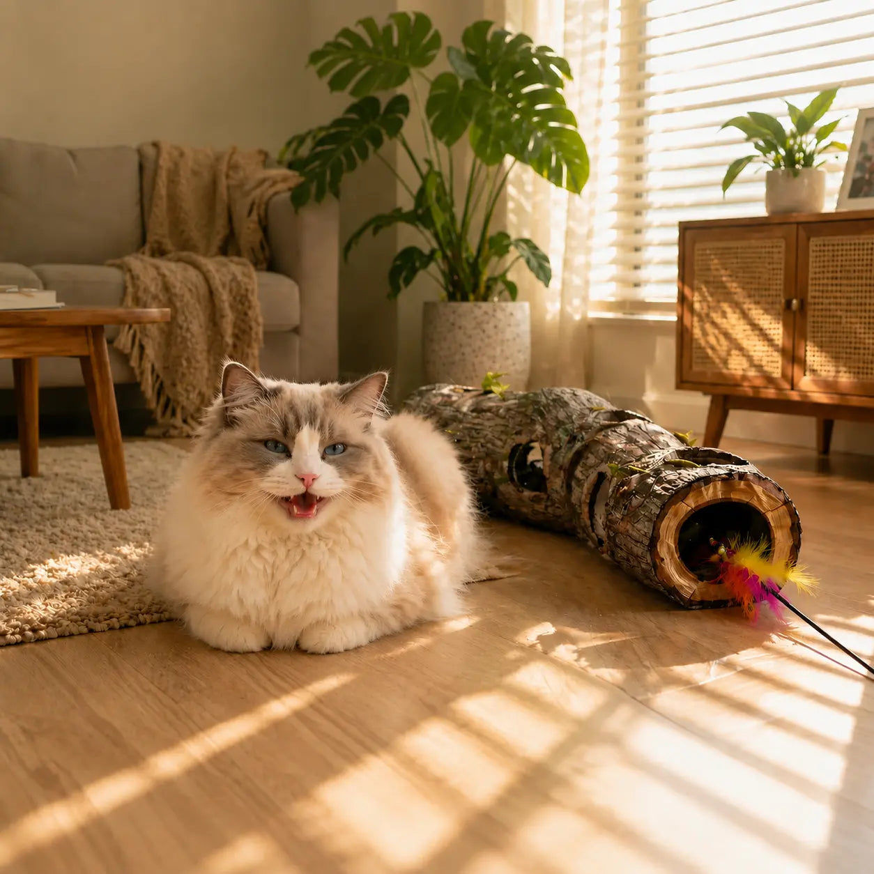 Warmmore interactive and collapsible cat tunnel toy providing mental enrichment for indoor cats
