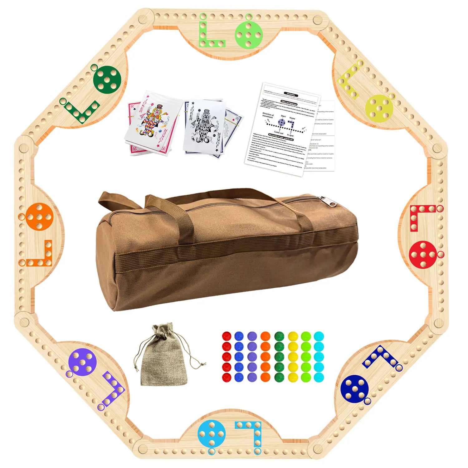 MygikAct | Wooden Marbles and Jokers Board Game Set