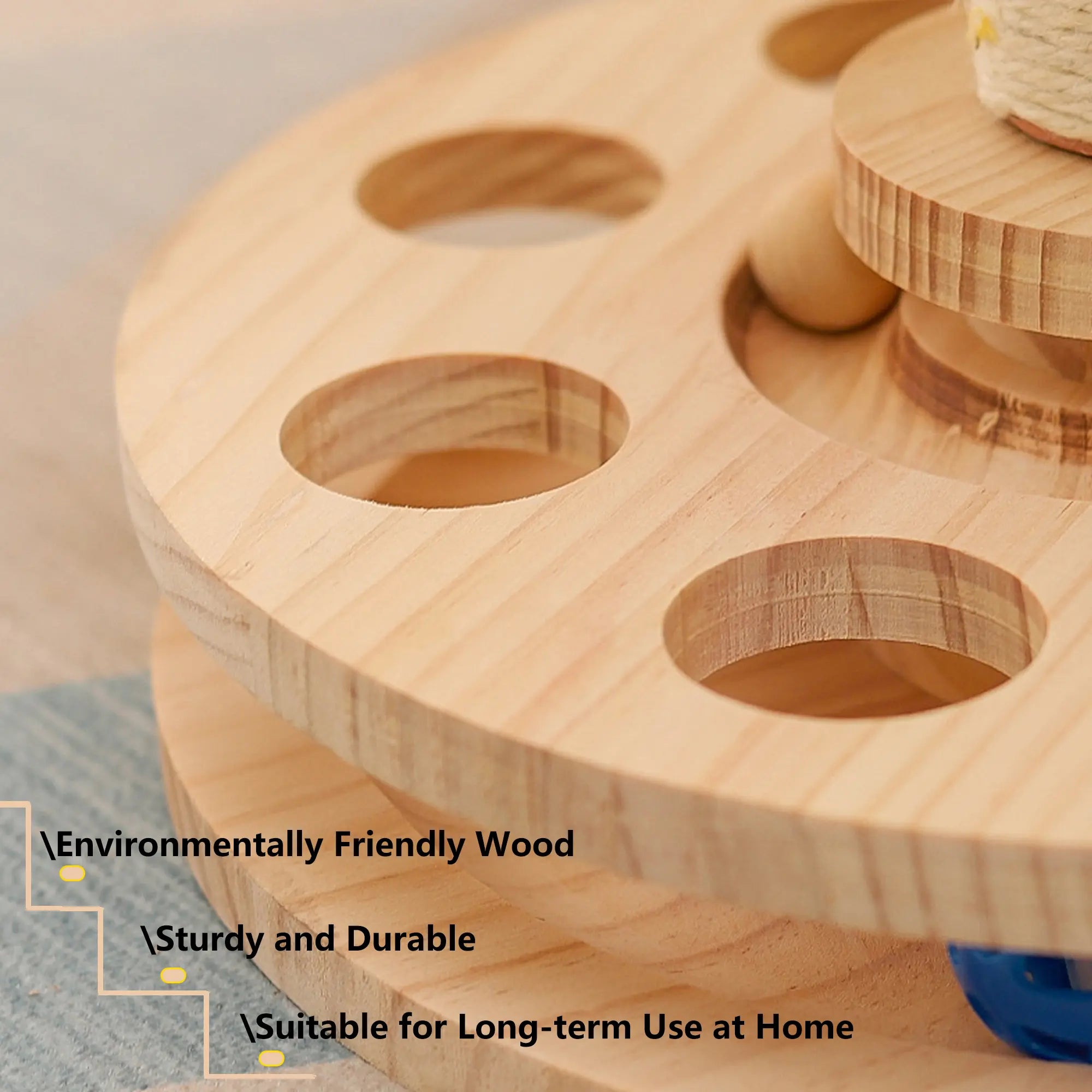 FelRelWel wooden scratching cat post made of durable environmentally friendly wood with multiple holes