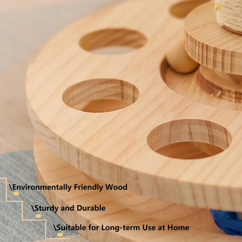 FelRelWel wooden scratching cat post made of durable environmentally friendly wood with multiple holes