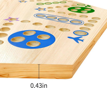 Wooden Wahoo Game on a smooth wooden wall board with colorful game markings