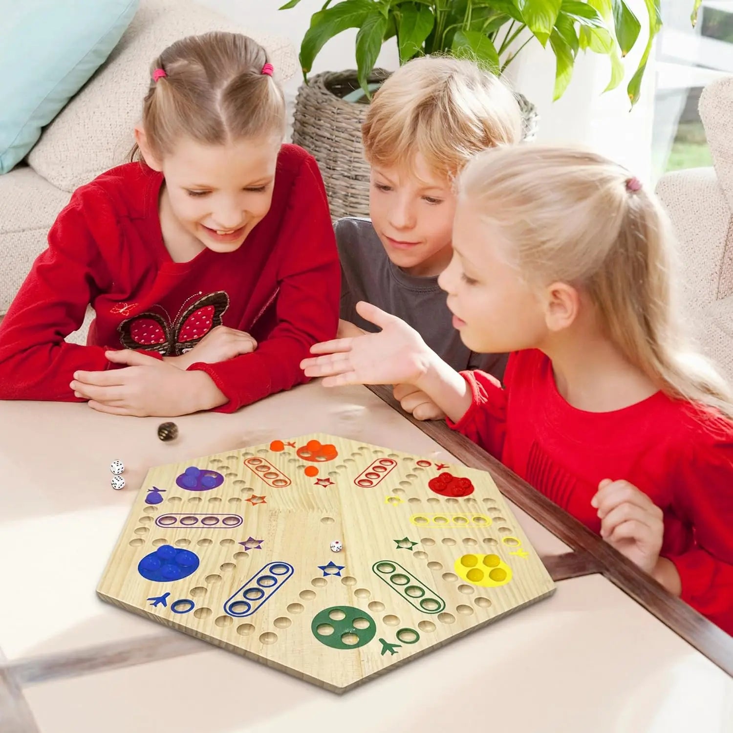 wooden-wall-board-kids-playing-board-game-with-dice - Warmmore Inc.
