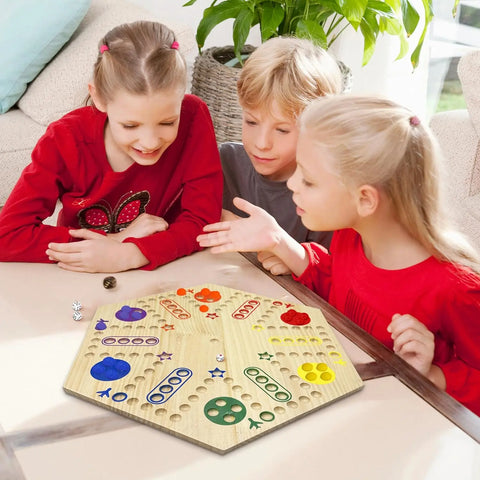 wooden-wall-board-kids-playing-board-game-with-dice - Warmmore Inc.